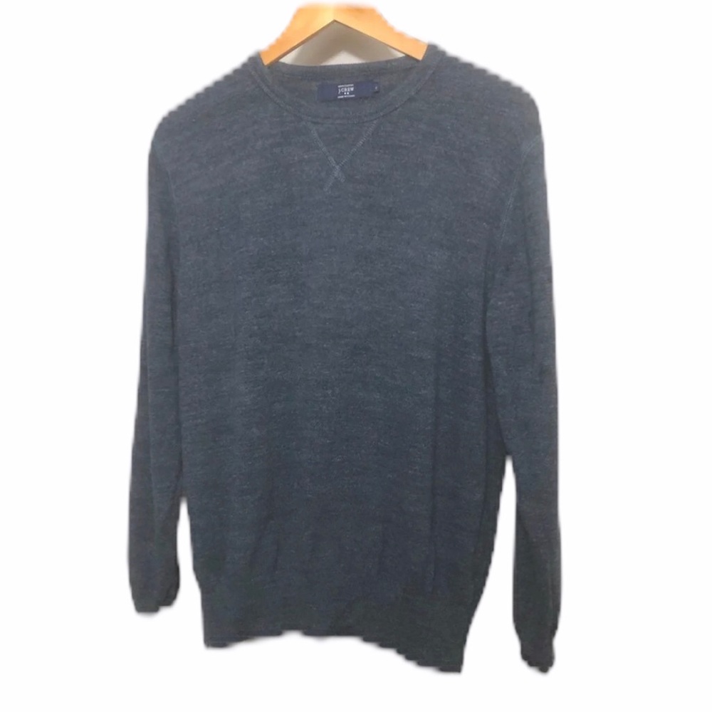 J Crew Mens Sweater Grey Long Sleeve Cotton LG